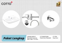 COTTO PAKET WABAS C00580 WH LAVATO  + FAUCET CT1206W + P TRAP + STOP VALVE CT179 N