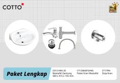 COTTO PAKET WABAS C013 WH KEN 20 LAVATO + FAUCET CT1206W + P TRAP + STOP VALVE CT179 N