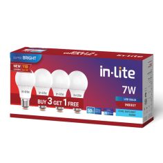 INLITE INB007 7W LED BULB DAYL PACK/4