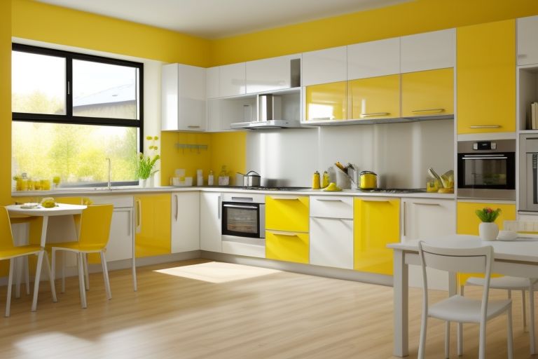 cat ruang dapur warna kuning