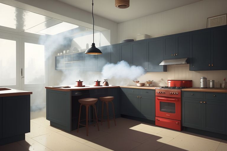 dapur tanpa cooker hood, menunjukkan asap