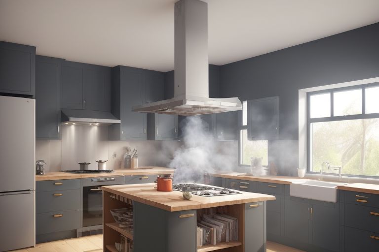 cooker hood dalam proses menyedot asap